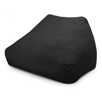 Fotoliu bean bag negru cu tapițerie din catifea reiată Sofa Snug – SLOWDOWN