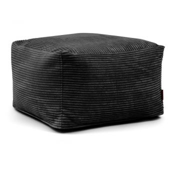 Fotoliu bean bag negru cu tapițerie din catifea reiată Softbox MooG – SLOWDOWN