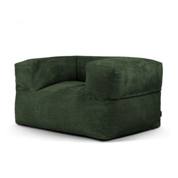 Fotoliu bean bag verde cu tapițerie din catifea reiată MooG – SLOWDOWN