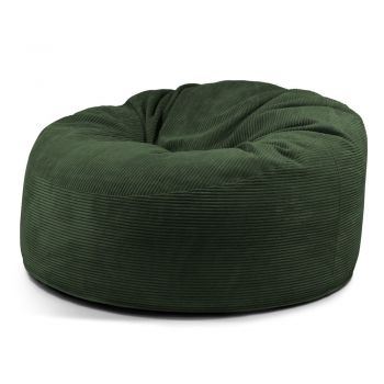 Fotoliu bean bag verde cu tapițerie din catifea reiată Om 135 – SLOWDOWN