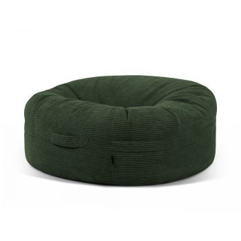 Fotoliu bean bag verde cu tapițerie din catifea reiată Roll 135 – SLOWDOWN
