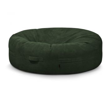 Fotoliu bean bag verde cu tapițerie din catifea reiată Roll 190 – SLOWDOWN