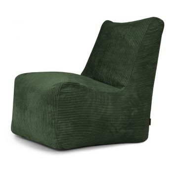 Fotoliu bean bag verde cu tapițerie din catifea reiată Seat Lounge – SLOWDOWN