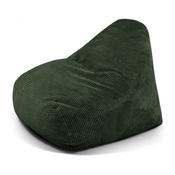 Fotoliu bean bag verde cu tapițerie din catifea reiată Snug 100 – SLOWDOWN