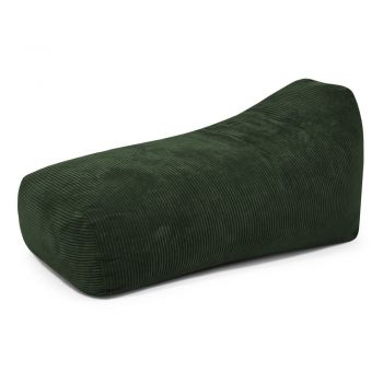 Fotoliu bean bag verde cu tapițerie din catifea reiată Snug Long 140 – SLOWDOWN