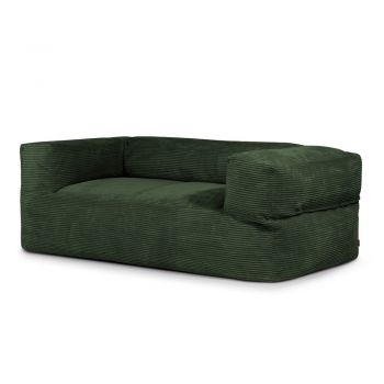 Fotoliu bean bag verde cu tapițerie din catifea reiată Sofa MooG – SLOWDOWN