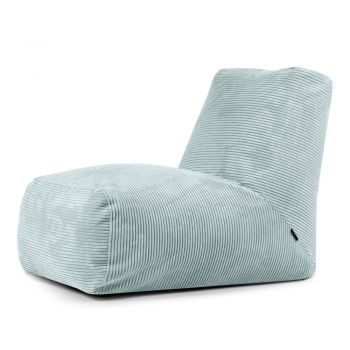 Fotoliu bean bag verde mentă cu tapițerie din catifea reiată Tube – SLOWDOWN