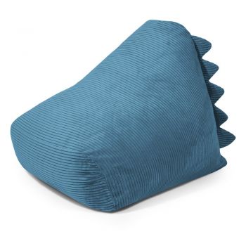 Fotoliu puf pentru copii albastru cu tapițerie din catifea reiată Snug 80 Dragon – SLOWDOWN