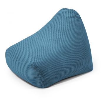 Fotoliu puf pentru copii albastru cu tapițerie din catifea reiată Snug 80 – SLOWDOWN