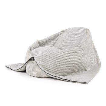 Fotoliu puf pentru copii crem cu tapițerie din catifea reiată Cocoon 100 – SLOWDOWN