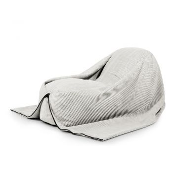 Fotoliu puf pentru copii crem cu tapițerie din catifea reiată Cocoon 120 – SLOWDOWN