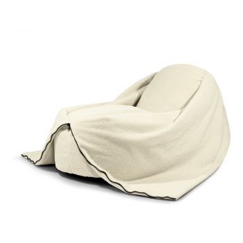 Fotoliu puf pentru copii crem cu tapițerie din țesătură bouclé Cocoon 100 – SLOWDOWN