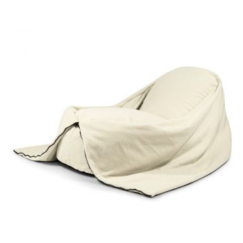 Fotoliu puf pentru copii crem cu tapițerie din țesătură bouclé Cocoon 120 – SLOWDOWN
