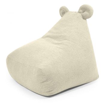Fotoliu puf pentru copii crem cu tapițerie din țesătură bouclé Snug 80 Bear – SLOWDOWN