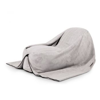 Fotoliu puf pentru copii gri deschis cu tapițerie din catifea reiată Cocoon 120 – SLOWDOWN