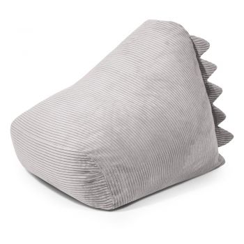 Fotoliu puf pentru copii gri deschis cu tapițerie din catifea reiată Snug 80 Dragon – SLOWDOWN