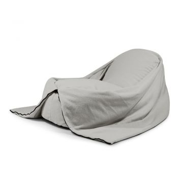 Fotoliu puf pentru copii gri deschis cu tapițerie din țesătură bouclé Cocoon 120 – SLOWDOWN