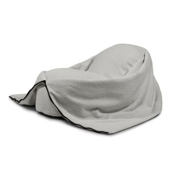 Fotoliu puf pentru copii gri deschis cu tapițerie din țesătură bouclé Cocoon 80 – SLOWDOWN