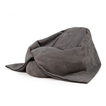 Fotoliu puf pentru copii gri închis cu tapițerie din catifea reiată Cocoon 100 – SLOWDOWN