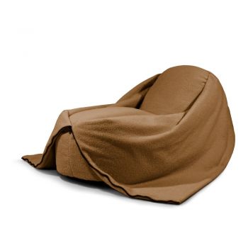 Fotoliu puf pentru copii maro cu tapițerie din țesătură bouclé Cocoon 100 – SLOWDOWN