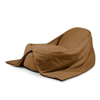 Fotoliu puf pentru copii maro cu tapițerie din țesătură bouclé Cocoon 120 – SLOWDOWN