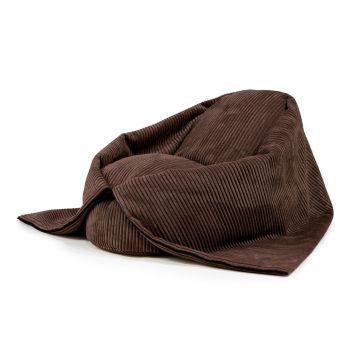 Fotoliu puf pentru copii maro închis cu tapițerie din catifea reiată Cocoon 100 – SLOWDOWN
