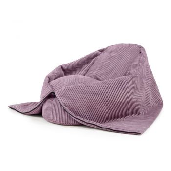 Fotoliu puf pentru copii mov cu tapițerie din catifea reiată Cocoon 100 – SLOWDOWN