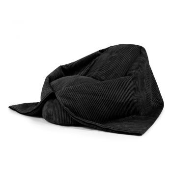 Fotoliu puf pentru copii negru cu tapițerie din catifea reiată Cocoon 100 – SLOWDOWN