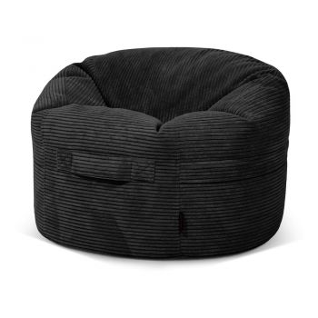 Fotoliu puf pentru copii negru cu tapițerie din catifea reiată Roll 80 – SLOWDOWN