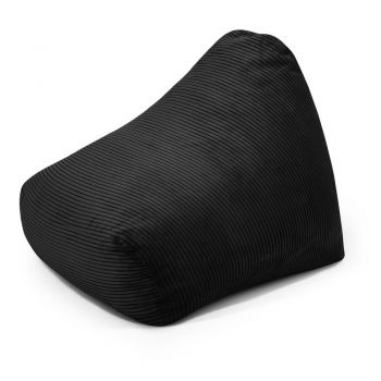 Fotoliu puf pentru copii negru cu tapițerie din catifea reiată Snug 80 – SLOWDOWN