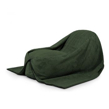 Fotoliu puf pentru copii verde cu tapițerie din catifea reiată Cocoon 120 – SLOWDOWN