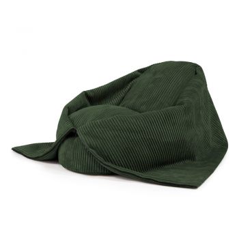 Fotoliu puf pentru copii verde cu tapițerie din catifea reiată Cocoon 80 – SLOWDOWN