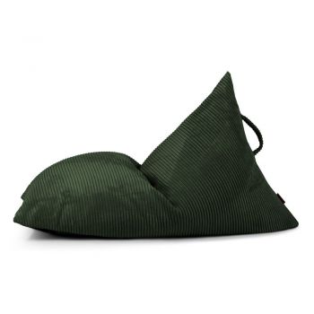 Fotoliu puf pentru copii verde cu tapițerie din catifea reiată Razzy – SLOWDOWN