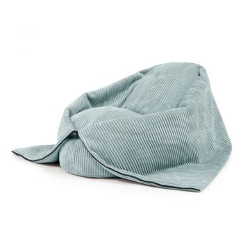 Fotoliu puf pentru copii verde mentă cu tapițerie din catifea reiată Cocoon 100 – SLOWDOWN