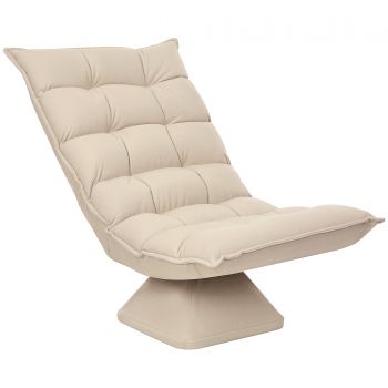 HOMCOM Fotoliu relax fotoliu lounge design spătar căptușit reglabil pivotant 360° acoperire din lin bej | Aosom Romania