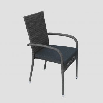 Scaun pentru gradina Bikly, Homla, 56x64x94 cm, metal/technorattan/poliester, gri