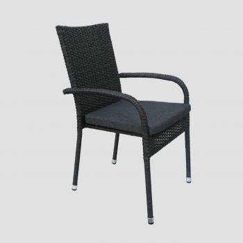 Scaun pentru gradina Bikly, Homla, 56x64x94 cm, metal/technorattan/poliester, maro