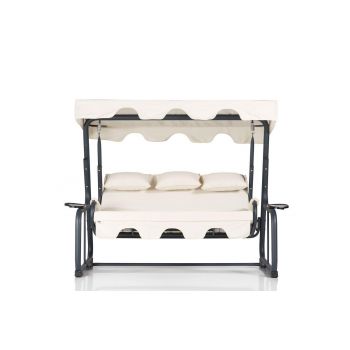 Balansoar de gradina 3 locuri cu suport pahare Meysu, Crem, 200 x 110 x 165 cm Balansoar de gradina 3 locuri cu suport pahare Meysu, Crem, 200 x 110 x 165 cm