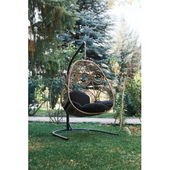Balansoar de Gradina cu un singur loc Naso, Negru, 110 X 196 X 110 Cm Balansoar de Gradina cu un singur loc Naso, Negru, 110 X 196 X 110 Cm