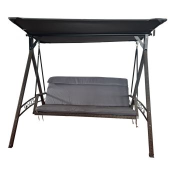 Balansoar de grădină gri din ratan artificial Rattan – Rojaplast Balansoar de grădină gri din ratan artificial Rattan – Rojaplast