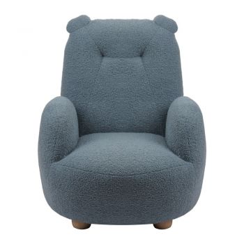 Fotoliu de copii albastru cu tapițerie din țesătură bouclé Rocky – Vipack