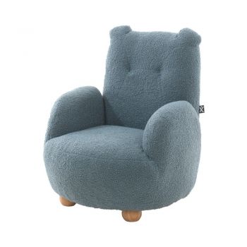 Fotoliu de copii albastru cu tapițerie din țesătură bouclé Rocky – Vipack