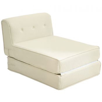 HOMCOM Canapea-lit pliabil cu spătar capitonat, fotoliu convertibil, pat suplimentar, salon, birou, alb crem | Aosom Romania HOMCOM Canapea-lit pliabil cu spătar capitonat, fotoliu convertibil, pat suplimentar, salon, birou, alb crem | Aosom Romania
