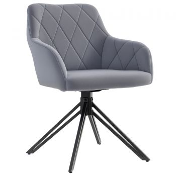 HOMCOM Fotoliu de accent in design retro imitatie catifea 58 cm x 60,5 cm x 79 cm otel gri | Aosom Romania
