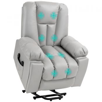 HOMCOM Fotoliu de masaj Relaxsessel seniorensessel, telecomandă, buzunare laterale, 94 cm x 96 cm x 106 cm, Gri | Aosom Romania