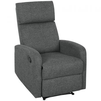HOMCOM Fotoliu de relaxare, fotoliu de odihnă reglabil cu suport pentru picioare ajustabil, fotoliu de living modern cu material textil, Gri | Aosom Romania