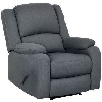 HOMCOM Fotoliu de relaxare, funcție de culcare și suport de picioare, reglabil, până la 150 kg, cadru din oțel, 90 x 96 x 98 cm, Gri | Aosom Romania