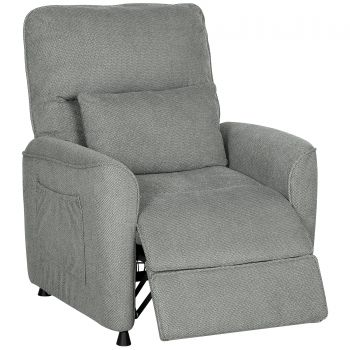 HOMCOM Fotoliu Relaxant Electric cu Masaj și Încălzire, Silențios, Reclinabil 150° în Cinilie cu Pernă, Funcție de Memorare, 2 Telecomenzi, Suport pentru Picioare, Pentru Living sau Birou, Gri Închis | Aosom Romania