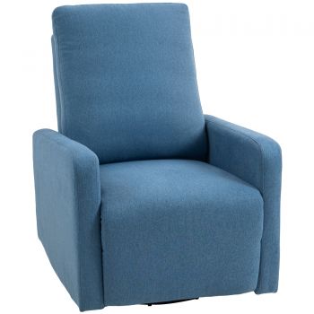HOMCOM Fotoliu Relaxant Reclinabil Manual la 135°, Rotativ la 360° cu Funcție de Balans, Albastru | Aosom Romania