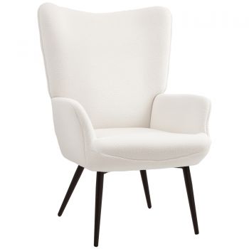 HOMCOM Fotoliu tapițat, design modern, 71x77x102cm, Crem | Aosom Romania
